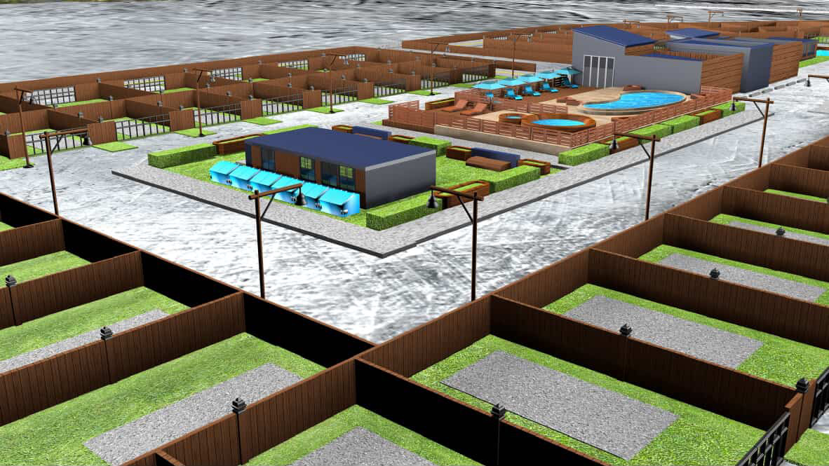 RV sites with green lawns and amenities