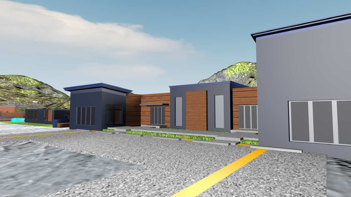 Modern buildings with contemporary architecture